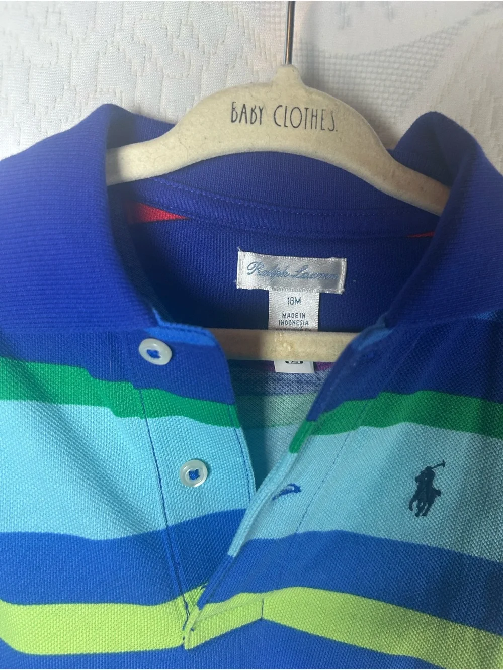 Ralph Lauren Blue Multi-Color Striped Polo Romper